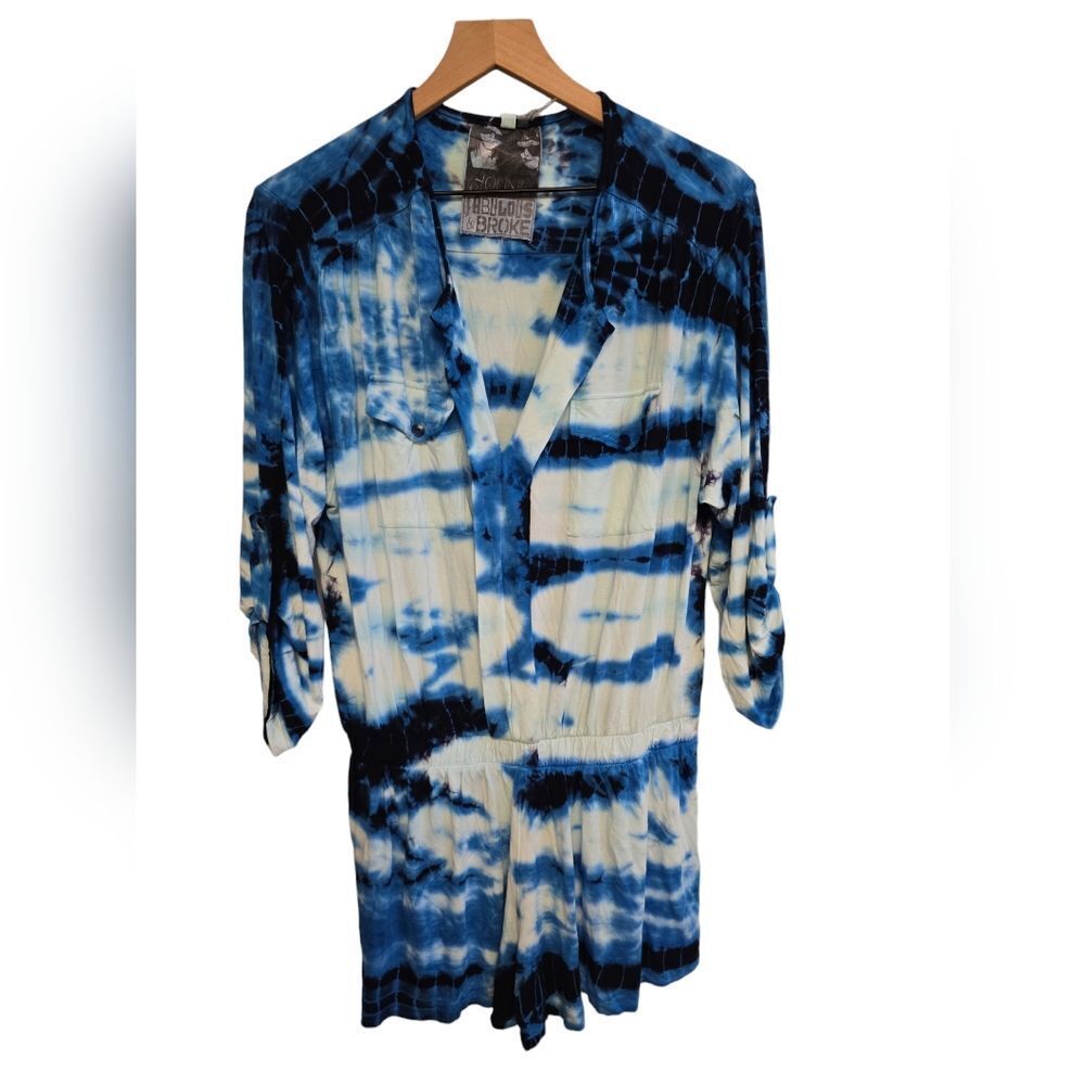 Young Fabulous & Broke Tie Dye Elastic Waist Romper Sz M